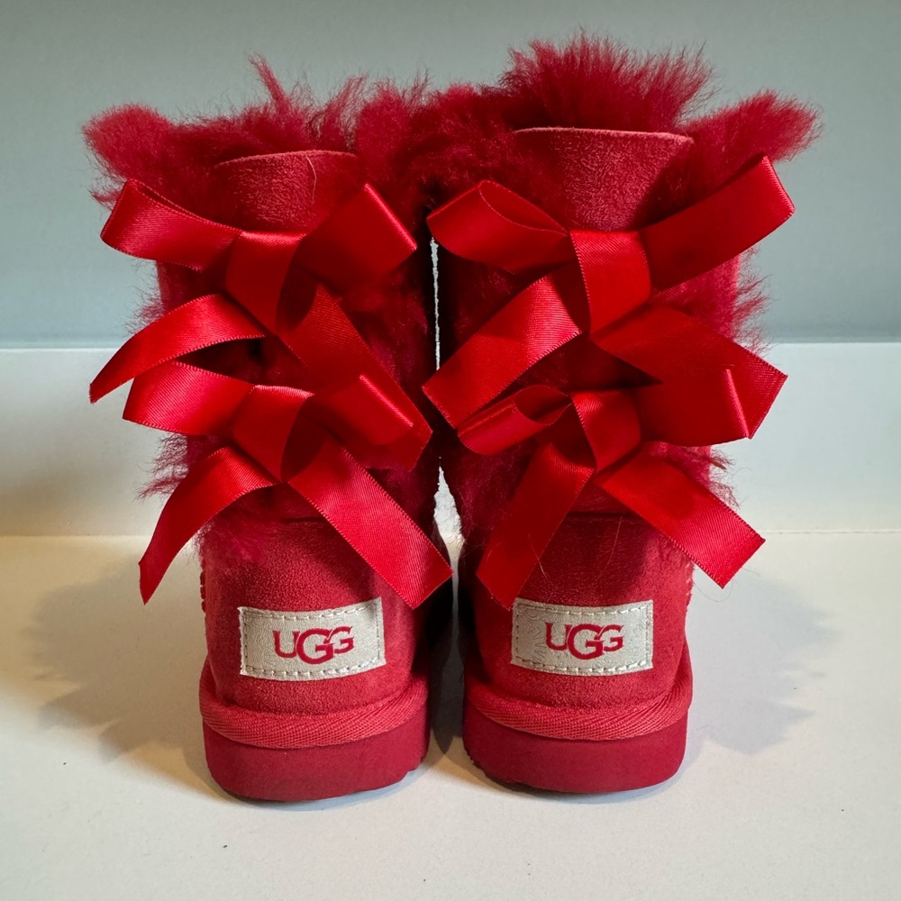 UGG, toddler size 10 Bailey boots red with bows